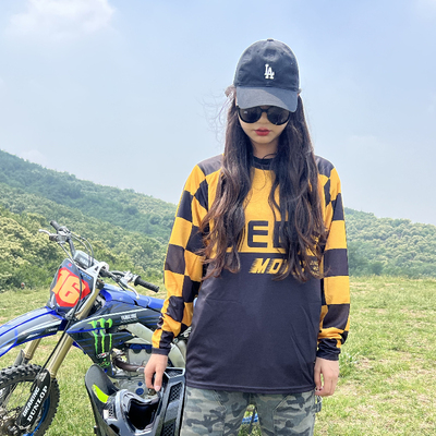 复古长袖越野摩托车服赛道骑行服T恤机车服夏骑士服速干衣防晒衣