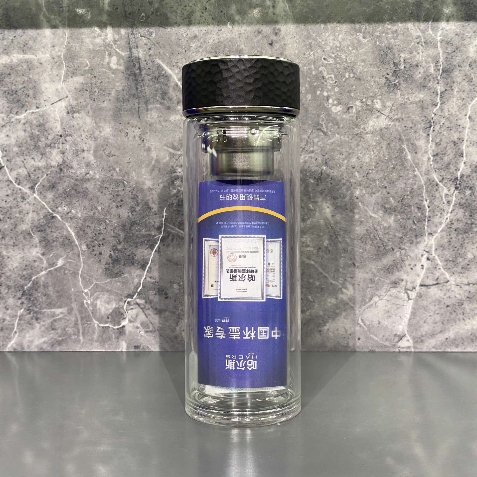 哈尔斯双层玻璃杯礼盒过滤网加厚