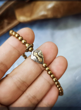 情侣纯黄铜8k个性复古叠戴手链