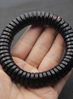 文玩黑椰壳藏式手串男电话线药片直切正切DIY改装男款 黑金易包桨