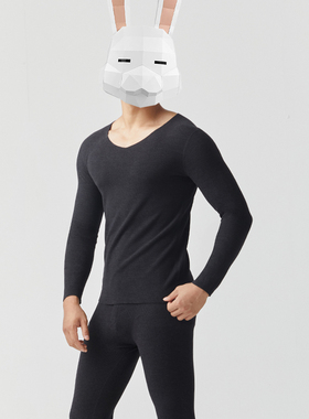 VB德绒保暖衣套装超低领口保暖内衣男士套装无痕大码秋衣秋裤男