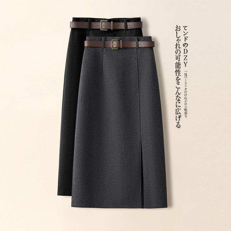 高级感毛呢半身裙女秋冬2025新款今年流行爆款a字裙直筒包臀裙子