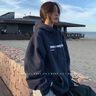 早秋美式连帽薄款卫衣女外套2025新款宽松设计感小众慵懒风ins潮