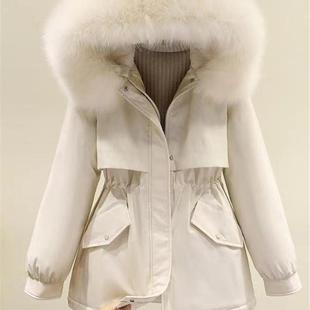 外贸派克服女中长新款冬季宽松韩版加绒加厚棉衣洋气棉袄工装外套