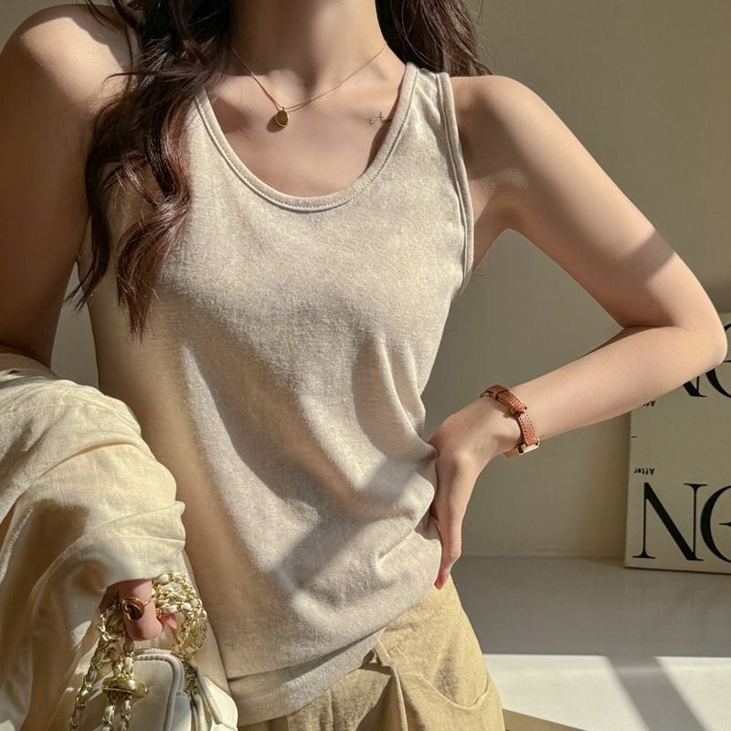 大码宽松慵懒风小吊带背心女春夏季新款内搭遮肉外穿百搭棉麻上衣