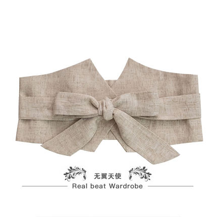 闭店清仓格子条纹时尚女士超宽腰带装饰蝴蝶结衬衫装饰宽绑带腰封