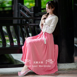闭店清仓汉元素文艺古风国风日常汉服装棉麻连衣裙长裙女夏仙