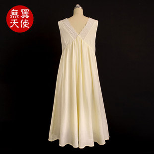 闭店清仓棉麻娃娃蕾丝花边v领度假宽松中长裙复古文艺森女连衣裙