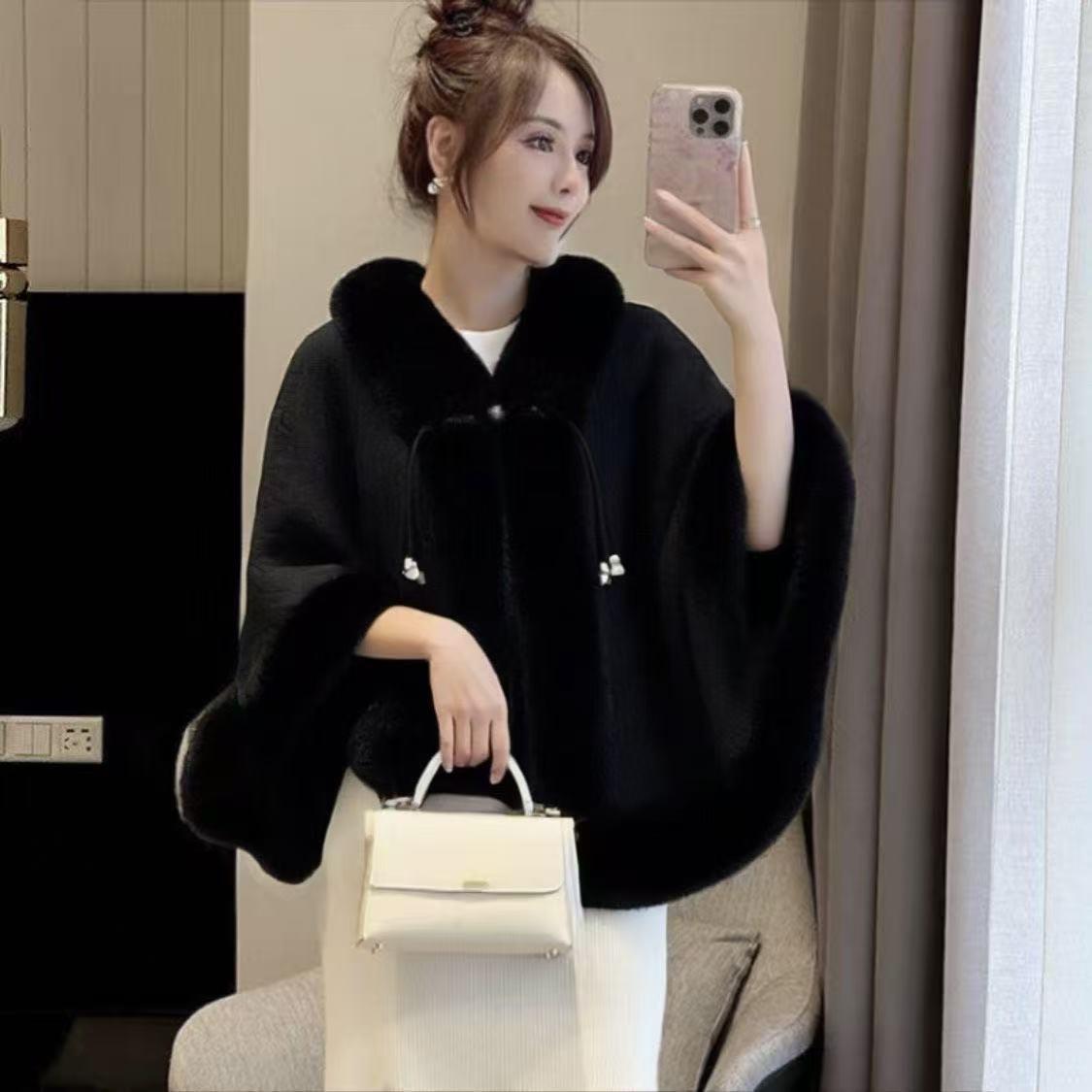 黑色民国加绒加厚新款斗