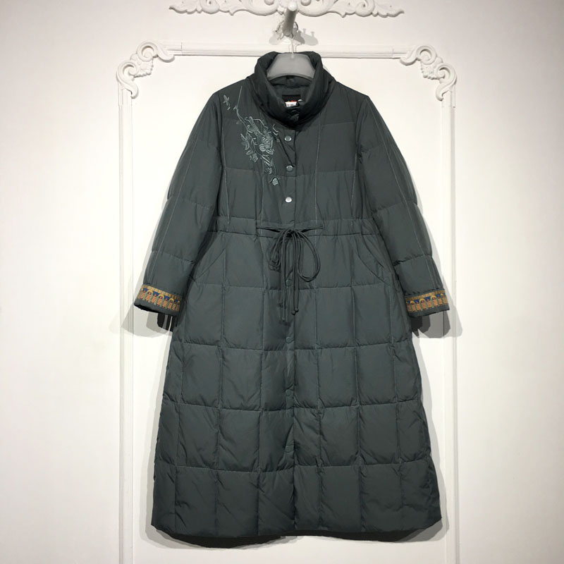 潮系列 LM09261 时尚国风新中式长款羽绒服品牌女装折扣颦薪