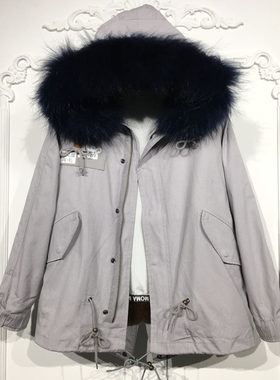 西树系列 8028S273 时尚真毛领真毛内胆派克服品牌女装折扣颦薪