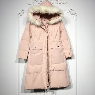 真毛领羽绒服品牌女装 时尚 折扣颦薪 8282S203 西树系列