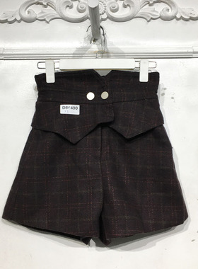 西树系列D86490 时尚毛呢短裤品牌女装折扣颦薪