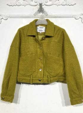 乐T系列 D88586 时尚长款毛呢外套品牌女装折扣颦薪