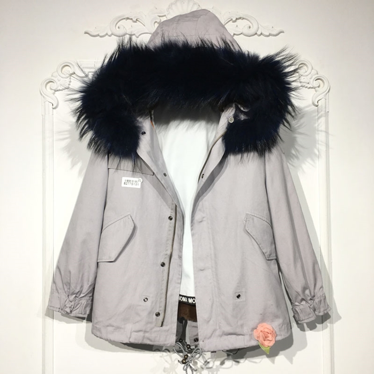 西树系列 8277S181 时尚真毛真毛领派克服品牌女装折扣颦薪