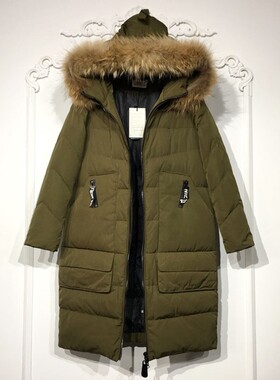 潮系列 8283S164 时尚真毛领羽绒服品牌女装折扣颦薪
