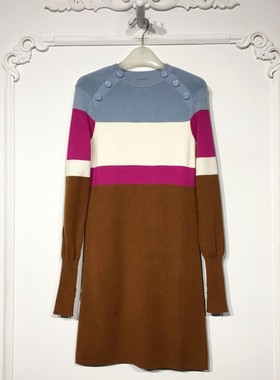 欧系列 D80971 针织连衣裙品牌女装折扣颦薪