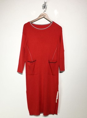 潮系列 Z01-A01352 时尚针织连衣裙品牌女装折扣颦薪