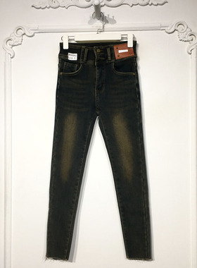 容系列 K50252 时尚绒里牛仔长裤品牌女装折扣颦薪