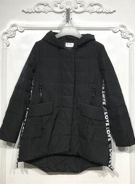 潮系列 D86338 时尚长款羽绒服品牌女装折扣颦薪