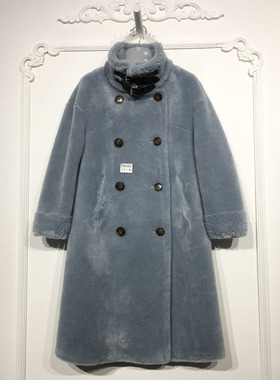 大HH系列 D94353 时尚长款颗粒绒毛呢外套品牌女装折扣颦薪