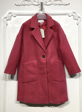 薇系列 D86464 时尚长款毛呢外套品牌女装折扣颦薪