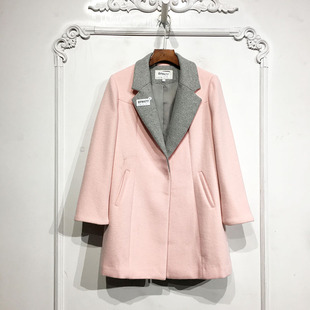 毛呢外套品牌女装 秋系列 长款 时尚 折扣颦薪 D78677