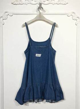 潮系列 8050S167 时尚牛仔吊带裙品牌女装折扣颦薪