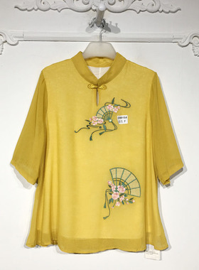 容系列 D99164 时尚国风绣花盘扣新中式上装品牌女装折扣馨薪