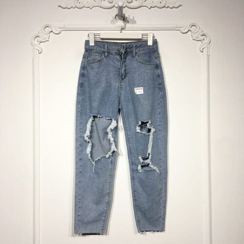 容悦 D99334 时尚牛仔长裤品牌女装折扣颦薪