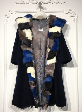 潮系列 8281S137 时尚真毛羊毛羊剪绒外套品牌女装折扣颦薪