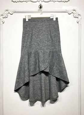 潮系列 D83475 时尚毛呢半身裙品牌女装折扣颦薪