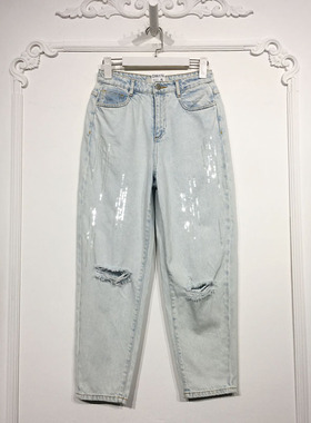 秋系列 D96176 时尚牛仔长裤品牌女装折扣