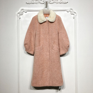 水貂毛领仿貂绒外套品牌女装 长款 折扣颦薪呦 D86321 西树系列