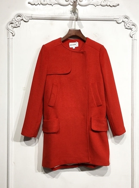 秋系列 D80456 长款毛呢外套品牌女装折扣馨薪