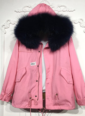 西树系列 8029S291 时尚真毛领真毛内胆派克服品牌女装折扣颦薪