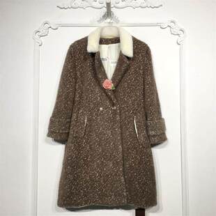 西树系列 8043S020 时尚长款黄金貂羊毛外套品牌女装折扣颦薪