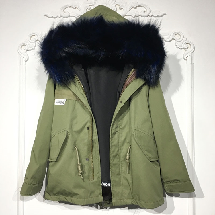 西树系列 8277S172 时尚真毛领真毛内胆派克服品牌女装折扣颦薪