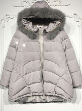 潮系列 8282S165 时尚真毛领羽绒服品牌女装折扣-小瑕疵颦薪