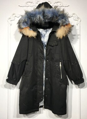 潮系列 8277S189 时尚真毛领羽绒服品牌女装折扣颦薪