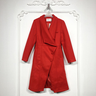 毛呢外套品牌女装 莫KN系列 长款 时尚 折扣颦薪 D88160