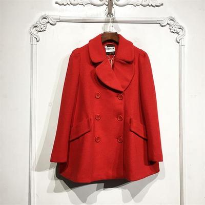 蔓系列 D80514 时尚中长款毛呢外套品牌女装折扣颦薪