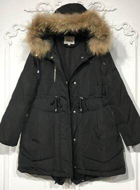 潮系列 8279S169 时尚真毛领羽绒服品牌女装折扣颦薪