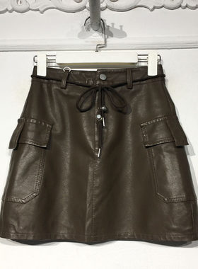 YZQ系列 8329S084 时尚PU皮短裙品牌女装折扣颦薪