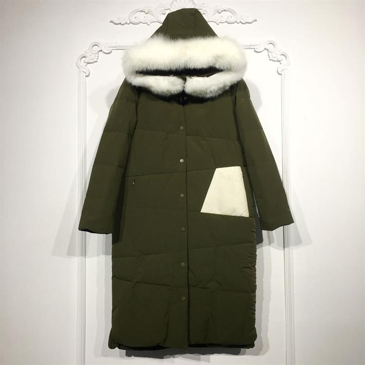 N系列 8051S216 时尚真毛领长款羽绒服品牌女装折扣颦薪