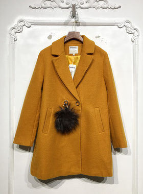 M.L系列 D86416 时尚长款毛呢外套品牌女装折扣颦薪