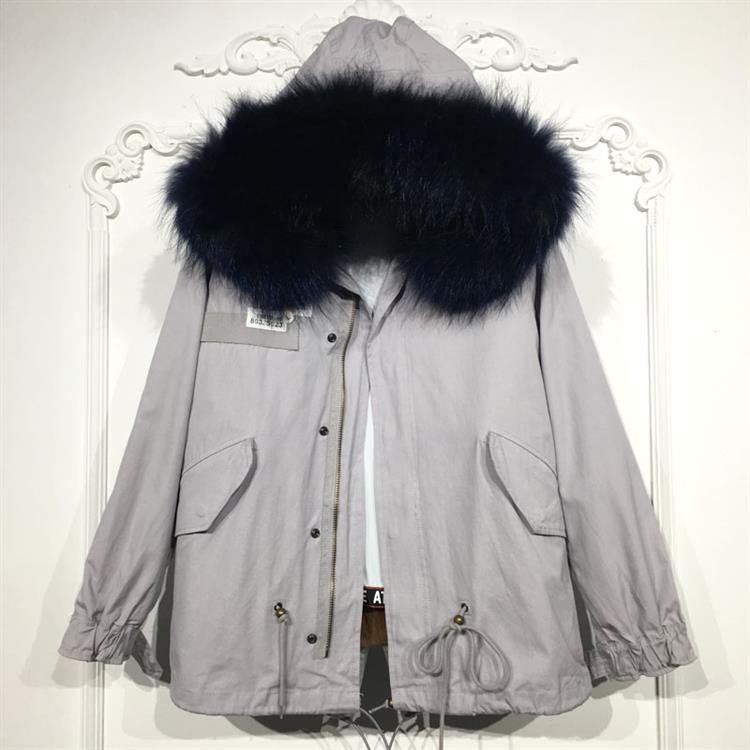 容系列 8032S023 时尚真毛领真毛内胆派克服品牌女装折扣颦薪