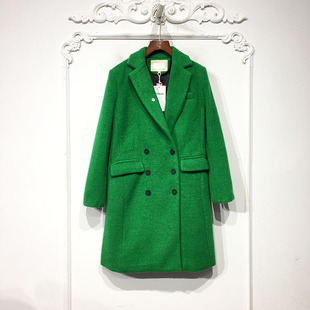 毛呢外套品牌女装 艾O系列 长款 时尚 折扣颦薪 D74343