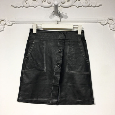 潮系列 8253S264 时尚PU皮短裙品牌女装折扣颦薪