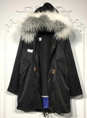 潮系列 8277S204 时尚真毛真毛领派克服品牌女装折扣颦薪